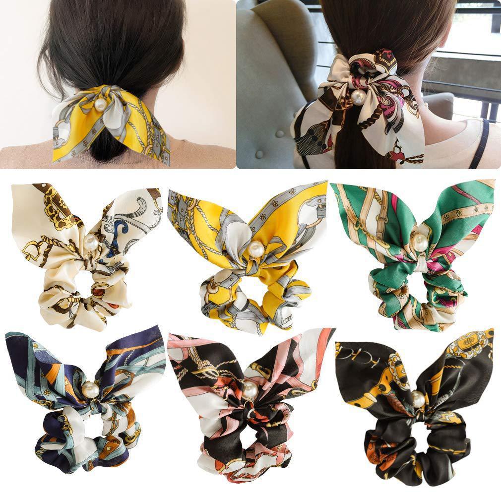 Pearl Pendant Large Intestine Ring Hair Band Women&#39;s Hair Knot Knotted Big Bow Hair Rope