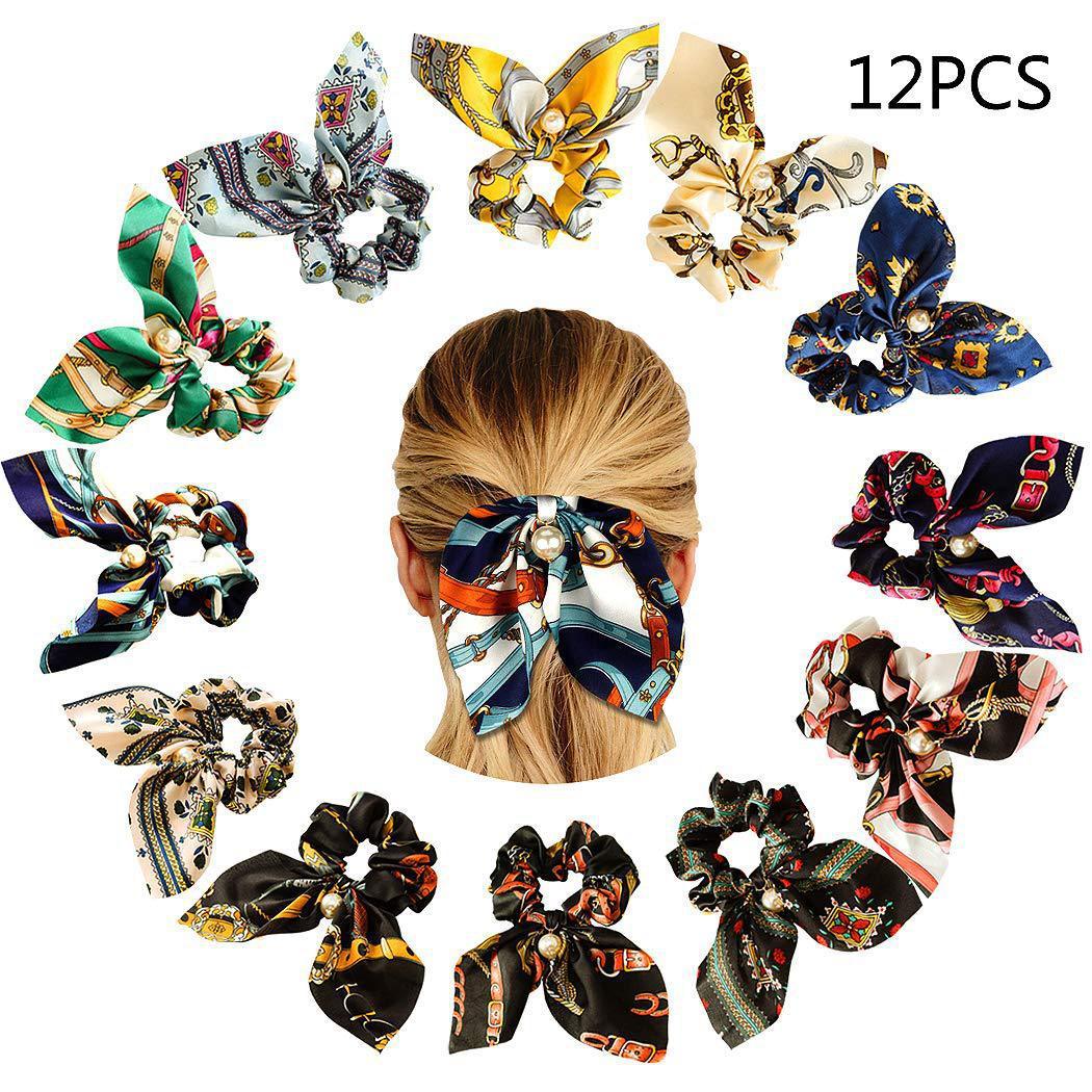 Pearl Pendant Large Intestine Ring Hair Band Women&#39;s Hair Knot Knotted Big Bow Hair Rope