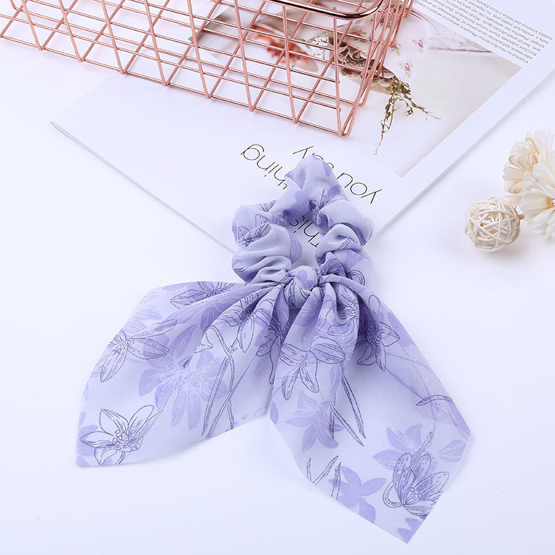 Pearl Pendant Large Intestine Ring Hair Band Women&#39;s Hair Knot Knotted Big Bow Hair Rope
