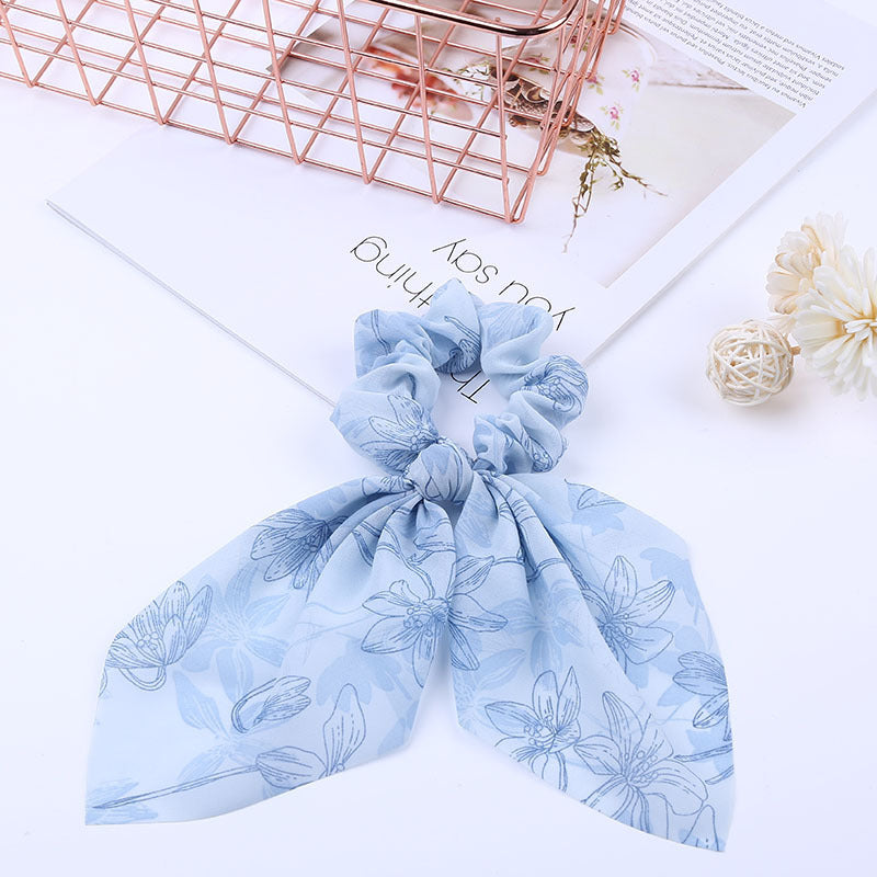 Pearl Pendant Large Intestine Ring Hair Band Women&#39;s Hair Knot Knotted Big Bow Hair Rope